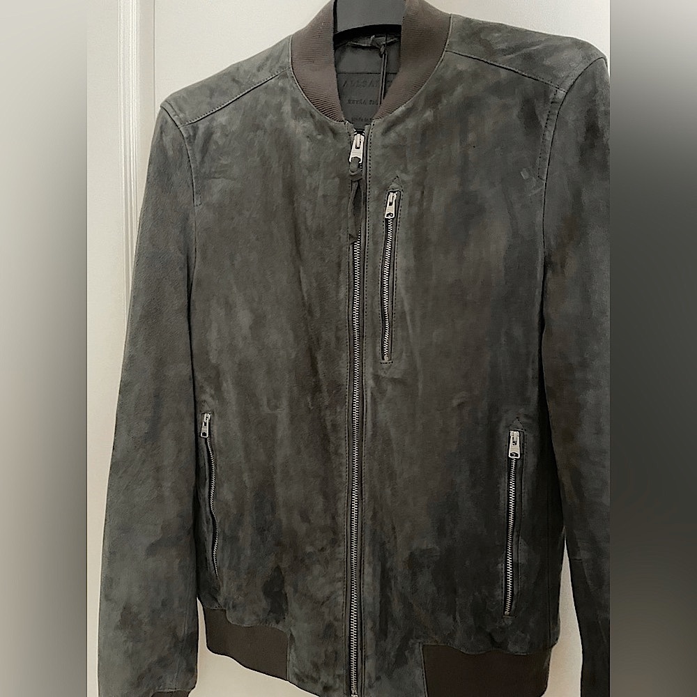 ALL SAINTS Kemble Suede Bomber Jacket